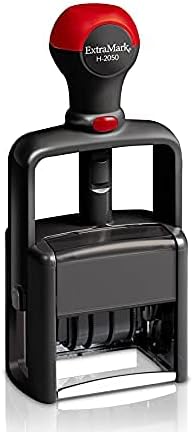 Heavy Duty Office Date Stamp - Brush Stroke Design - Self Inking Dater - Blue Ink Color