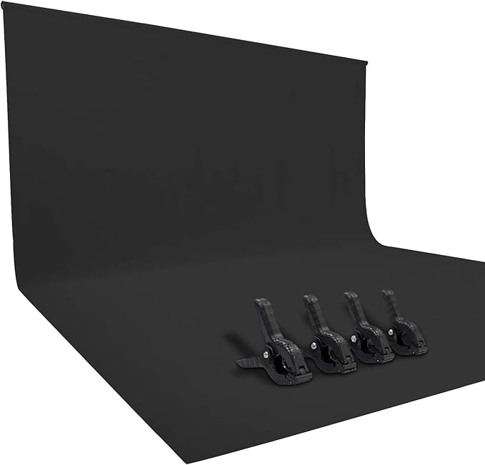 ISSUNTEX 9X15 ft Background Polester Backdrop, Photo Studio, Collapsible High Density Screen for Video Photography and Television-Black