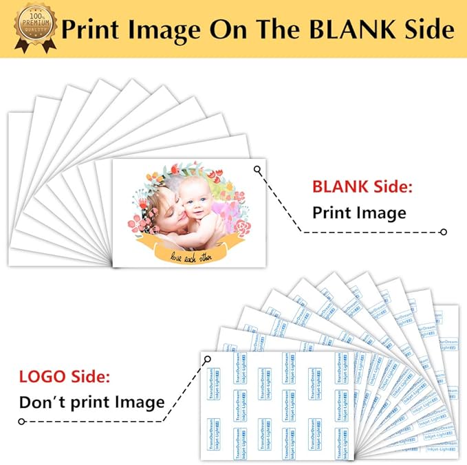 TransOurDream Upgraded Iron on Heat Transfer Paper for T Shirts (8.5x11'', 15 Sheets) Iron-on Transfers Paper for Light Fabric Printable Heat Transfer Vinyl for Inkjet Printer (TOD-4-15)