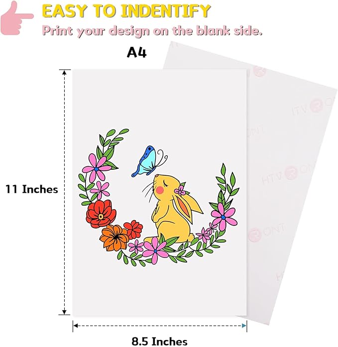 HTVRONT Heat Transfer Paper for Light T Shirts -100 Sheets 8.5x11" Iron on Transfer Paper for Inkjet Printer, Stretchable & Durable Printable Heat Transfer Vinyl, Easy to Use
