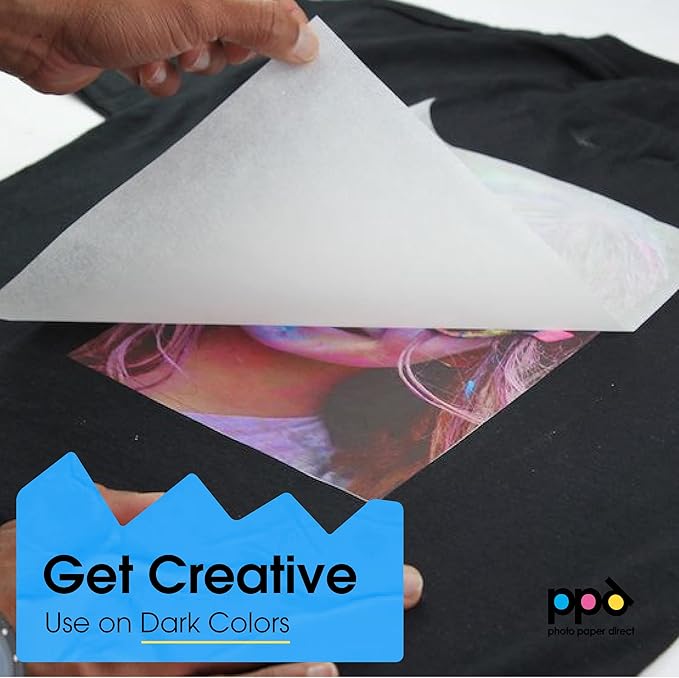 PPD 50 Sheets 8.5x11" - Inkjet Iron-on Heat Transfer Paper for Black & Dark Fabric and T-Shirts - Premium - PPD-4-50