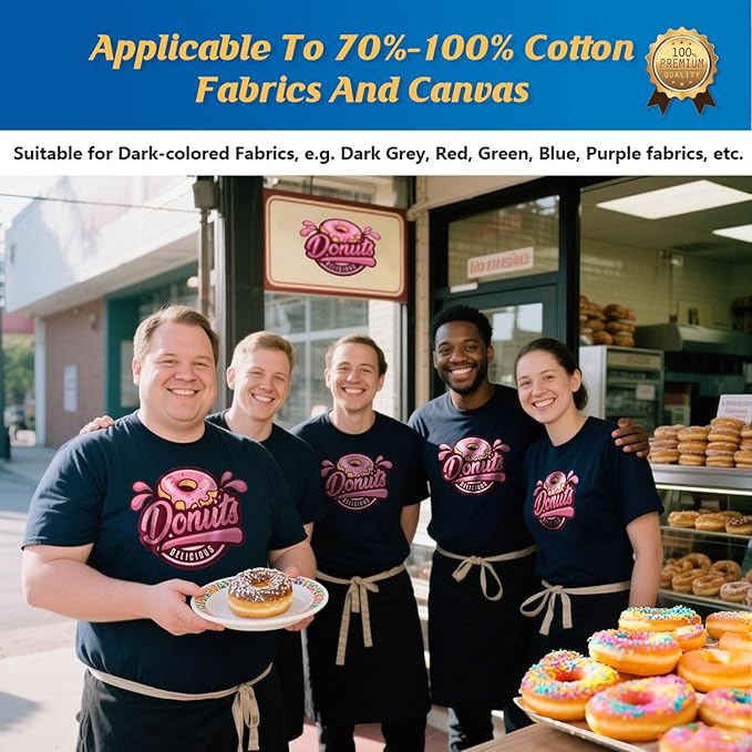 TransOurDream Tru-Heat Transfer Paper for Dark Fabric (500 Sheets, 8.5x11") Iron on Transfers for Tshirts Printable Heat Transfer Vinyl for Inkjet Printer (D1-500)