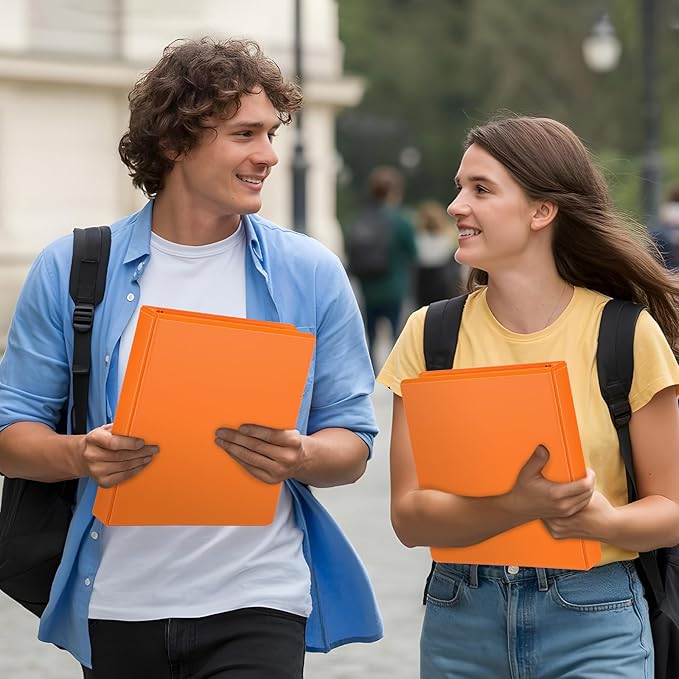 ViVin Sturdy 1.5 Inch 3 Ring Binder with Pockets, Slant-D Ring, PVC-Free, Customizable Clear View Binder,Holds 350 Sheets of 8.5" x 11" Paper,6 Pack (Orange)