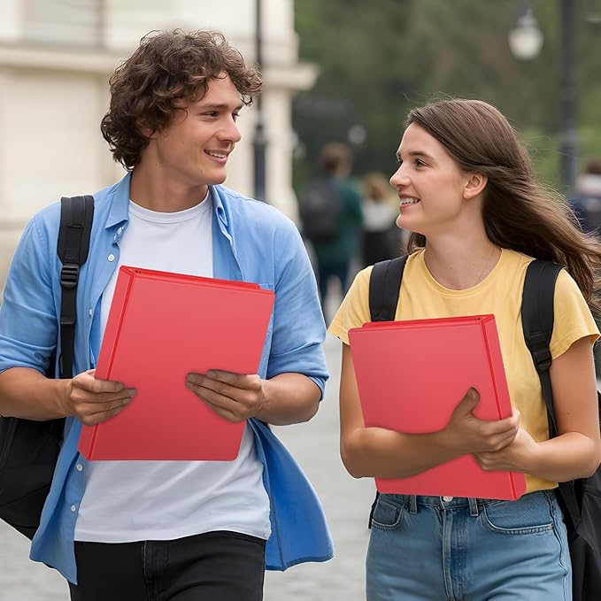 ViVin Sturdy 1.5 Inch 3 Ring Binder with Pockets,Slant-D Ring, PVC-Free, Customizable Clear View Binder,Holds 350 Sheets of 8.5" x 11" Paper, 6 Pack (Red)