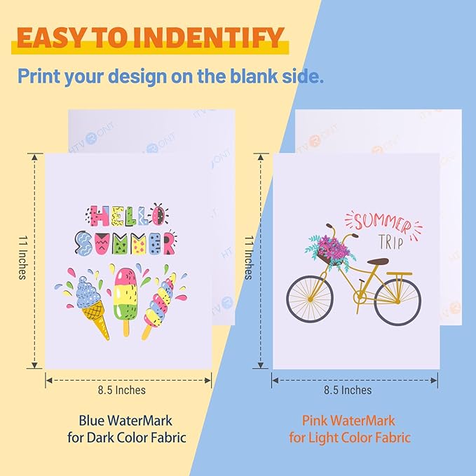 HTVRONT Heat Transfer Paper for T Shirts - 50 Pack Mixed Light & Dark Iron on Transfer Paper,8.5" x 11" Printable Heat Transfer Vinyl for Inkjet Printer, Durable & Easy to Use