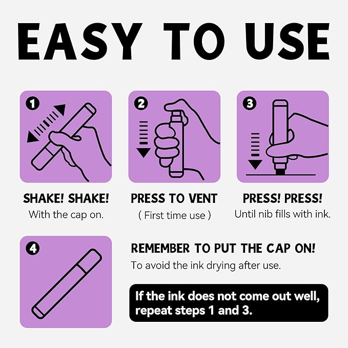 12 Metallic Colors Jumbo Markers, 15mm Jumbo Felt Tip, Acrylic Paint Markers for Rock Painting, Poster, Stone, Ceramic, Glass, Wood, Canvas