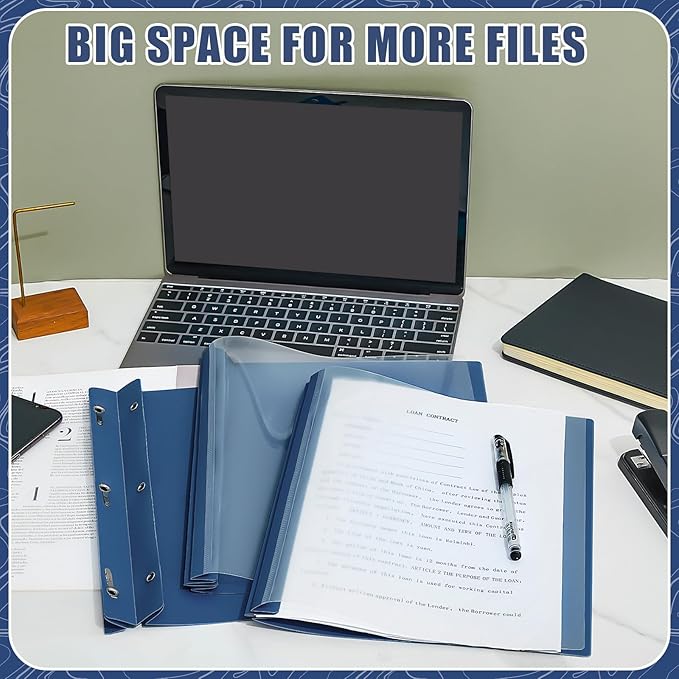 Teling 72 Pack Clear Front Report Covers Bulk Business Report Covers Plastic Presentation Folders Resume Portfolio Folder Paper Binder with 3 Prongs for Presentation Document School Office (Navy Blue)