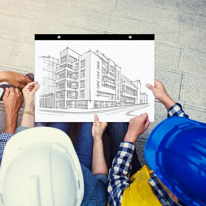 (2 Pack) Large Engineering Graph Paper Pad, 100 Sheets/200 Pages, 22" x 17" Quadrille Grid Paper for Drafting, Engineering, Blueprint Drawing, Architect Designer, 4"x4" Blue Grid, Giant Drafting Pad