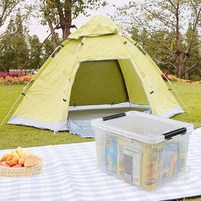 Pekky 34 Quart Clear Storage Bins with Lid, 4 Pack Latching Box Totes