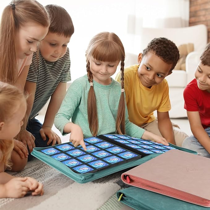 Card Binder with 1024 Cards,16 Pocket Trading Card Binder Includes 32 Page Storage Sleeves,Collection Card Album,Card Holder to Organize and Protect Cards,Pink