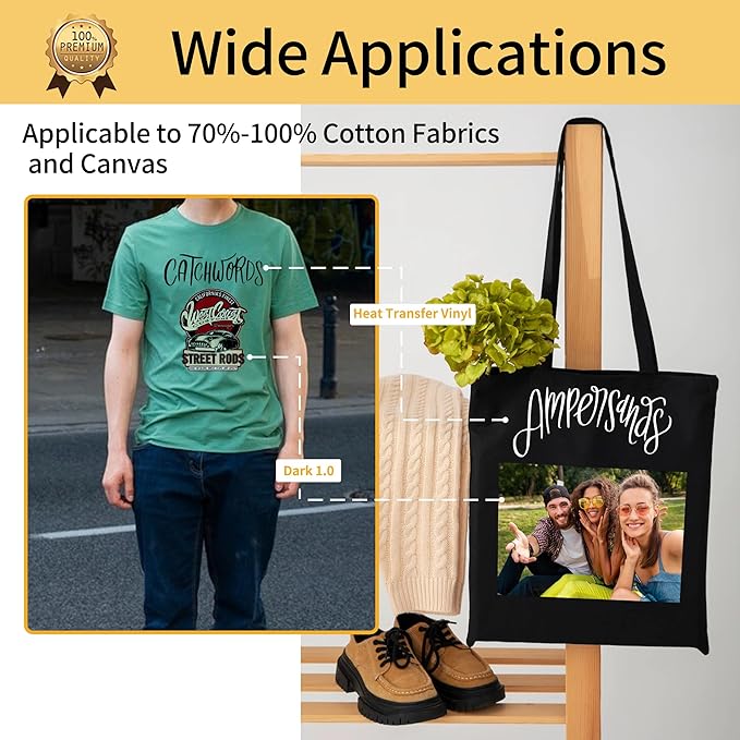 TransOurDream Tru-Iron on Heat Transfer Paper for Dark Fabric (20+2 Sheets, 8.5x11") Printable Iron on Transfers Paper for Inkjet Printer & Heat Transfer Vinyl for T Shirts (D1-BW-22)