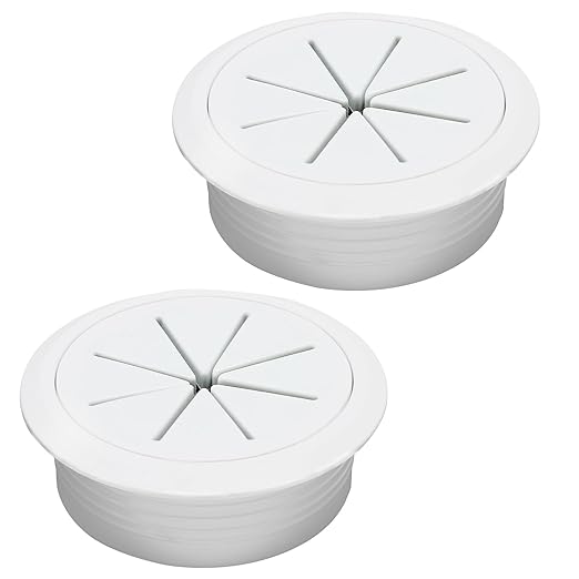 Desk Grommet 2" (50 mm), Desk Hole Cover for Cables White, Cable Grommet ABS Plastic, Desk Hole Grommet for Office and Home Table Cable, Detachable & Flexible Cable Cord Organizer-2 Pcs