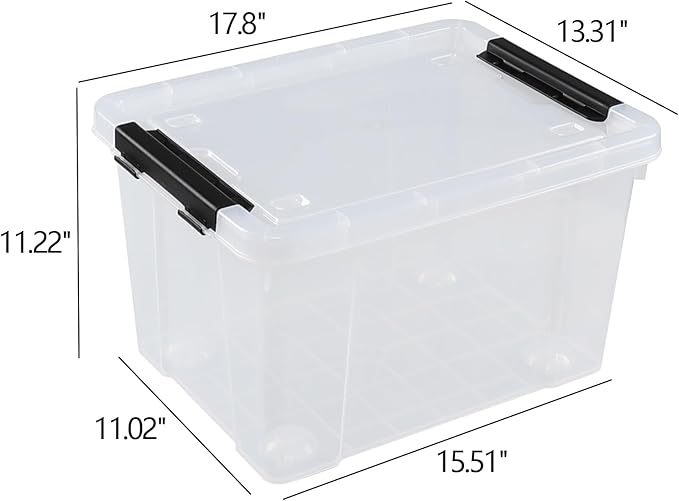 Pekky 34 Quart Clear Storage Bins with Lid, 4 Pack Latching Box Totes