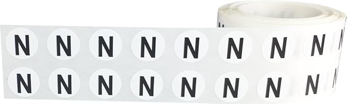 Letter N Inventory Labels .5 Inch Round Circle Dots 1,000 Adhesive Stickers