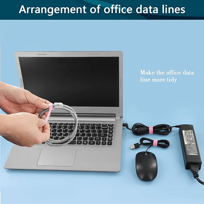 YOVXLO 50PCS 6 Inch Reusable Cable Ties, Adjustable Fastening Ties, Microfiber Cloth for Computer Link Cable Cord Management (Pink)