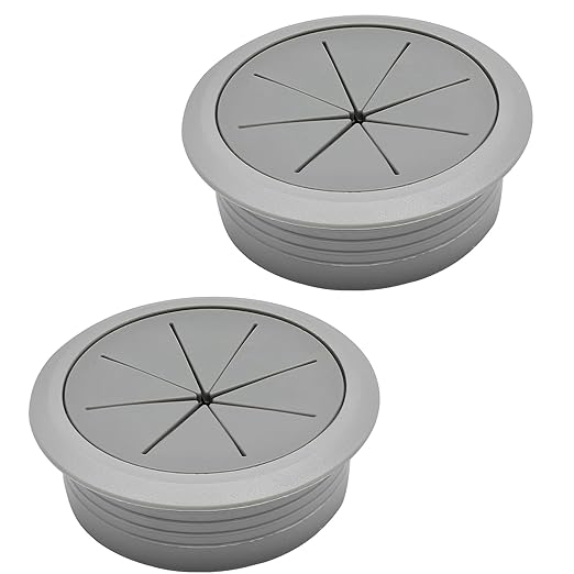 Desk Grommet 2-1/16" (53 mm), Desk Hole Cover for Cables Dark Grey, Cable Grommet ABS Plastic, Desk Hole Grommet for Office and Home Table Cable, Detachable & Flexible Cable Cord Organizer-2 Pcs