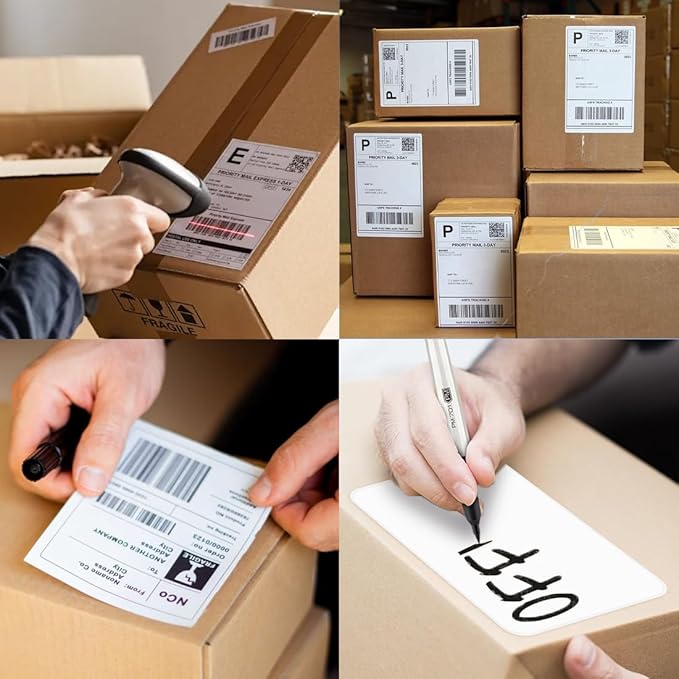 Thermal Labels 4x6, Shipping Labels Pack of 10000 Perforated Shipping Label Papers, FanFold Thermal Printer Labels, Sticker Labels to Write on, Permanent Strong Adhesive, Commercial Grade