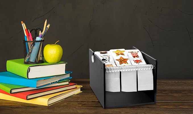 2 Pack Manual Label Sticker Dispenser for Rolls of Stickers - Adjustable Tabletop Acrylic Holder for Multiple Rolls in Classroom, Business, Home