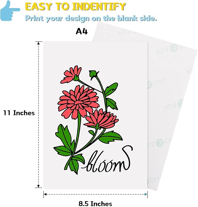 HTVRONT Heat Transfer Paper for Dark T Shirts -100 Pack 8.5x11" Iron on Transfer Paper for Inkjet Printer, Easy to Use Printable Heat Transfer Vinyl, Vibrant Color, Durable & Soft