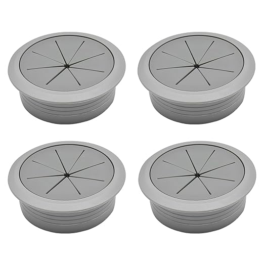 Desk Grommet 2" (50 mm), Desk Hole Cover for Cables Dark Grey, Cable Grommet ABS Plastic, Desk Hole Grommet for Office and Home Table Cable, Detachable & Flexible Cable Cord Organizer-4 Pcs