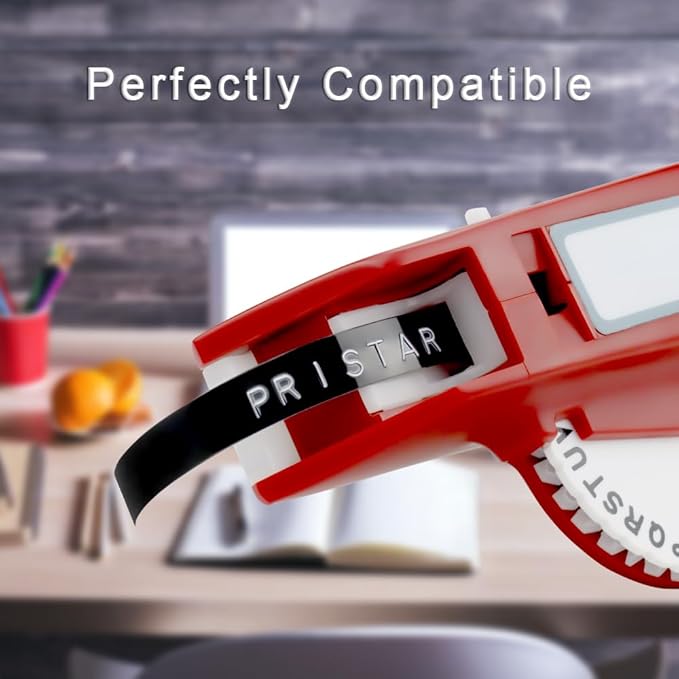 Pristar Compatible Embossing Tape Self-Adhesive Replacement for Dymo Embossing Label Maker Organizer Xpress, White on Black/Silver/Clear/Gold/Champagne Gold, 3/8 in x 9.8 ft, 5-Pack