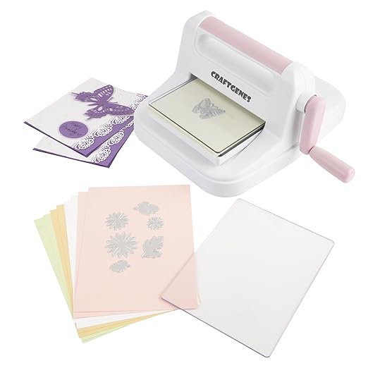 Die Cutting Machine and Embossing Machine – 6'' Opening Size for Cardmaking, Scrapbooking, and DIY Crafts – Complete Set with A5 Die Cuts, Embossing Folders, and Plates(Pink)