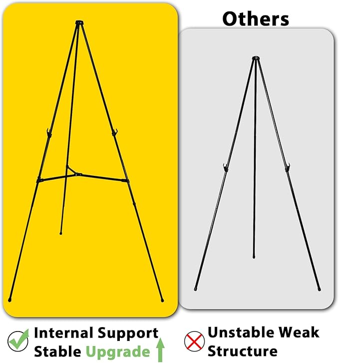 3 Pack Easel Stand for Sign - 63 Inches Display Easel for Wedding Sign & Poster - Lightweight Portable Floor Easel for Picture - Adjustable Poster Easel with Carrying Case, Black