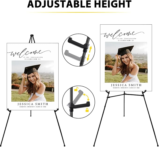 6 Pack Easel Stand for Sign - 63 Inches Display Easel for Wedding Sign & Poster - Lightweight Portable Floor Easel for Picture - Adjustable Poster Easel with Carrying Case, Black