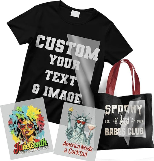 Custom DTF Transfers Ready to Press – Heat Transfer Sheets for Custom T-Shirts, Hoodies & Fabric Printing – No Weeding, Vibrant Colors, Durable & Wash-Resistant - 12x12 inch