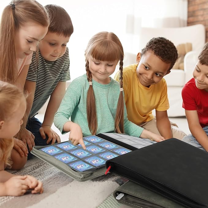 Trading Card Binder with Zip,12 Pockets Card Binder,720 Double Sided Pocket Card Collection Binder,Card Album Card Folder for MTG,TCG,Sports Cards,Game Cards,Black