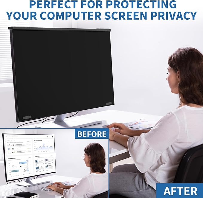 32 Inch Computer Privacy Screen Filter for 16:9 Widescreen Computer Monitor Magnetic Privacy Shield Computer Screen Protector Anti Glare and Blue Light
