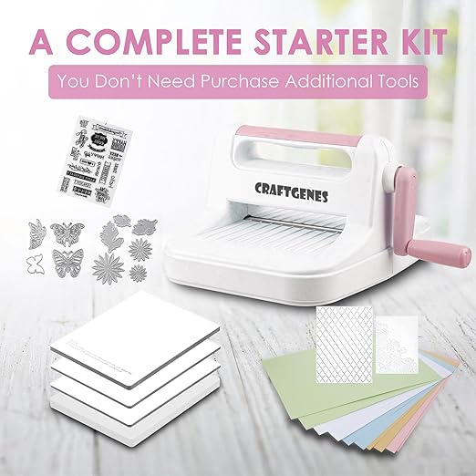 Die Cutting Machine and Embossing Machine – 6'' Opening Size for Cardmaking, Scrapbooking, and DIY Crafts – Complete Set with A5 Die Cuts, Embossing Folders, and Plates(Pink)