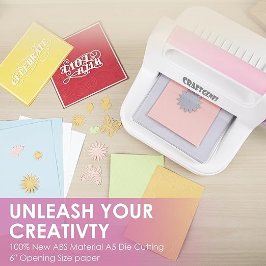 Die Cutting Machine and Embossing Machine – 6'' Opening Size for Cardmaking, Scrapbooking, and DIY Crafts – Complete Set with A5 Die Cuts, Embossing Folders, and Plates(Pink)