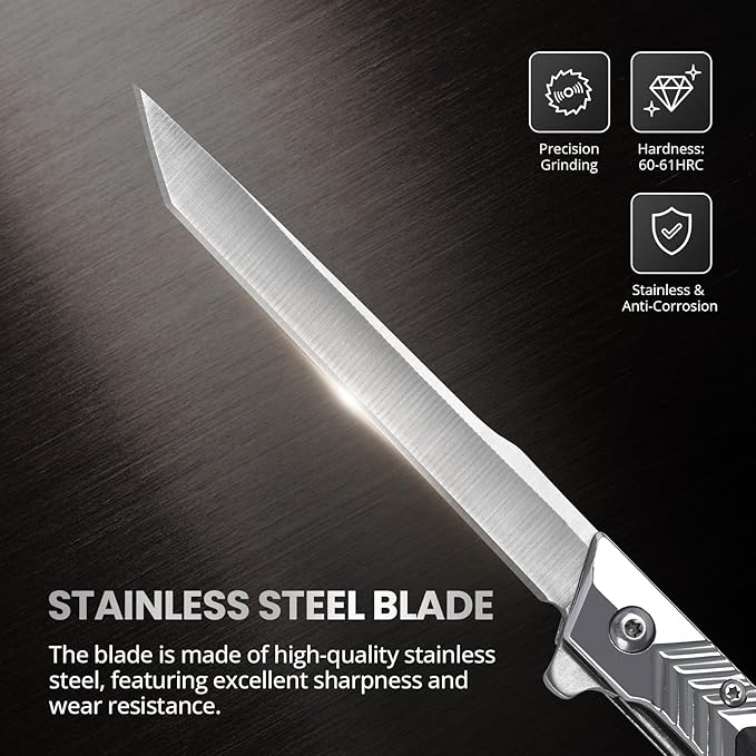 EDC Pocket Knife for Men, Slim Folding Knives with 3.74 inches Tanto Blade, Outdoor Hiking Knife Gifts for Men