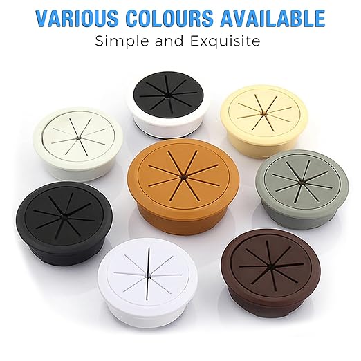 Desk Grommet 2" (50 mm), Desk Hole Cover for Cables White, Cable Grommet ABS Plastic, Desk Hole Grommet for Office and Home Table Cable, Detachable & Flexible Cable Cord Organizer-2 Pcs