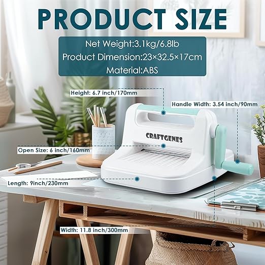 Manual Die Cutting Machine, Embossing Machine 6'' Opening Size for Cardmaking, Scrapbooking, and DIY Crafts – Complete Set with A5 Die Cuts, Embossing Folders, Plates, Clear Stamps