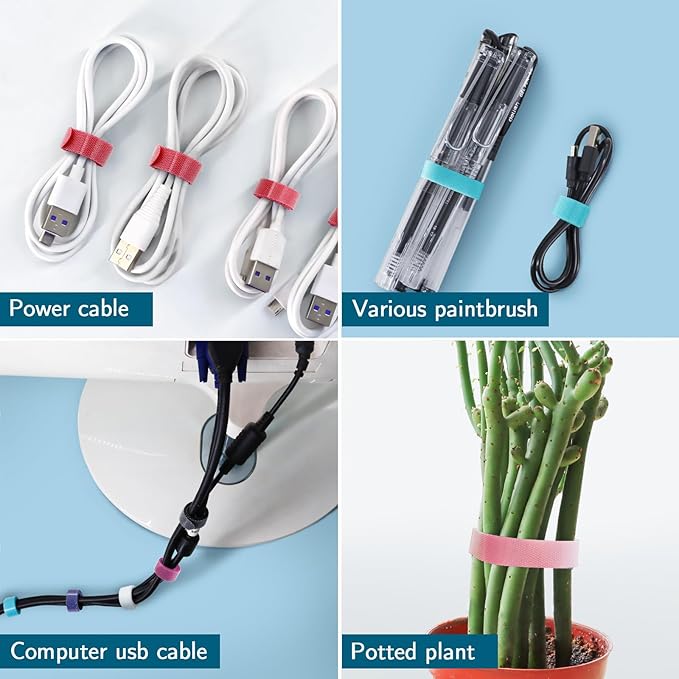 50PCS 6 Inch Reusable Cable Ties,Adjustable Cable Management,Cord Organizer,Cable Organizer,Multi-Purpose Wire Ties(Multi-color)