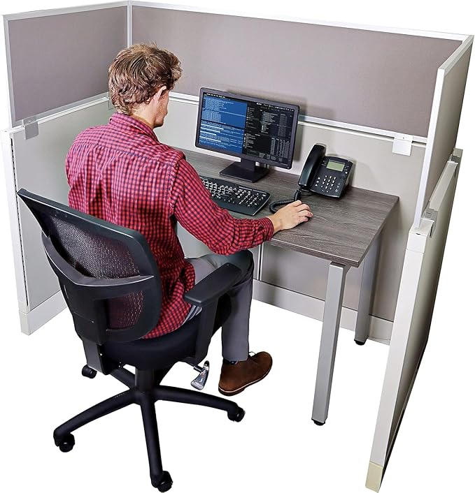 OBEX Acoustical Cubicle Privacy Screen Extender Desk Panel & Office Divider, Add Separation & Block Noise, 24" x 48", Overcast