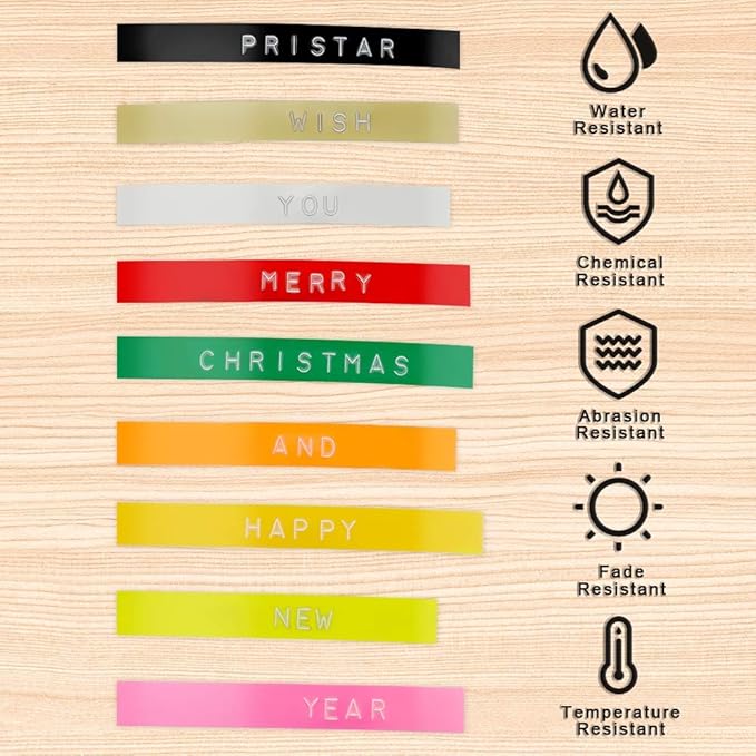 Pristar Compatible for DYMO Embossing 3D Plastic Label Tapes 9mm, Work with DYMO Junior Home Embossing Label Maker, Organizer Xpress Pro, Neon Pink/Orange/Green/Gold/Silver, 3/8" x 9.8', 10-Pack