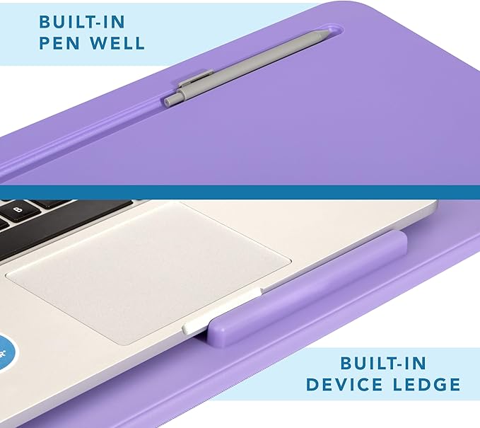 LAPGEAR Original Lap Desk – Large (17.9” x 13”) | Fits Up to 17.3” Laptops | Cushioned with Device Ledge, Pencil Tray & Handle | Portable & Lightweight | 12-Pack | Purple Amethyst – Style No. 45002