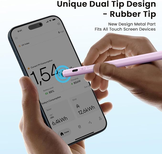 Stylus Pen for iPad(2025-2018),13 mins Fast Charge Pencil with Tilt Sensitivity and Palm Rejection for iPad A16/10/9/8/7/6,Air 13"/11"/M3/M2/5/4/3,Pro 11"/13"/12.9"/M4/M2/M1,Mini 7/6/5,Lilac
