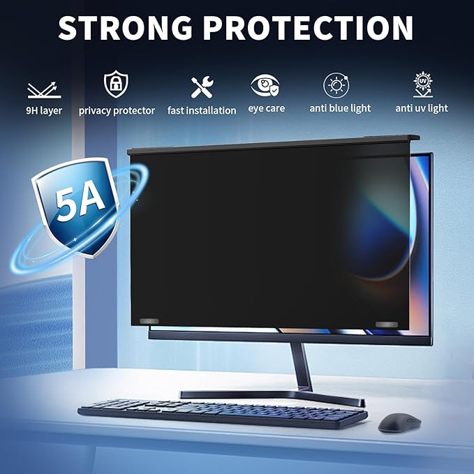 32 Inch Computer Privacy Screen Filter for 16:9 Widescreen Computer Monitor Magnetic Privacy Shield Computer Screen Protector Anti Glare and Blue Light