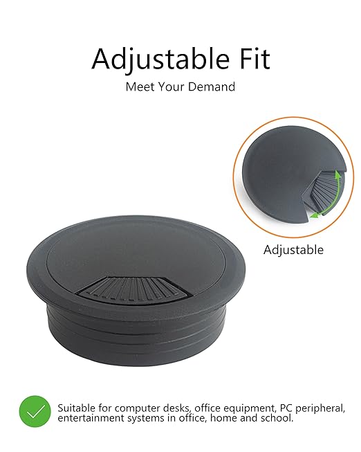 10 Pack Desk Grommet 50mm (2 inch) Bi-Metal Hole Saw Kit for Home Office,Cable Hole Covers,Black