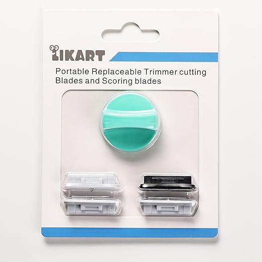 Likart 4-Pack Paper Cutter Replacement Blade Kit,Portable Trimmer Cutting Blades Compatible for Portable Trimmer/Basic Trimmer/Roll Holder,3 Cutting Blades & 1 Scoring Blades with a Holder,Light Green