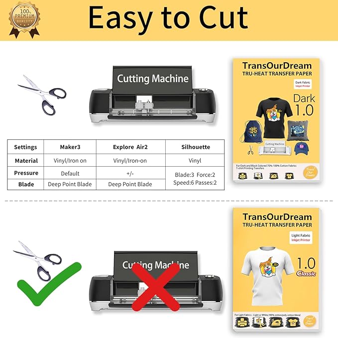 TransOurDream Tru-Heat Transfer Paper for Dark and Light Fabric (15+15 Sheets, 8.5x11", Mix Pack) Printable HTV Heat Transfers Vinyl for Inkjet Printers Iron on Transfers for T Shirts