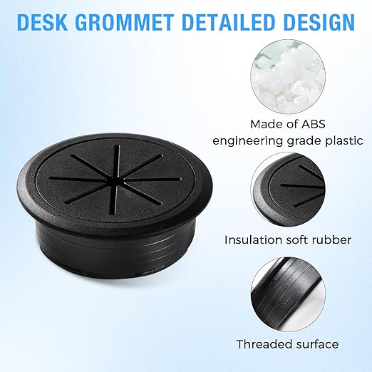 Desk Grommet 2" (50 mm), Desk Hole Cover for Cables Dark Grey, Cable Grommet ABS Plastic, Desk Hole Grommet for Office and Home Table Cable, Detachable & Flexible Cable Cord Organizer-4 Pcs