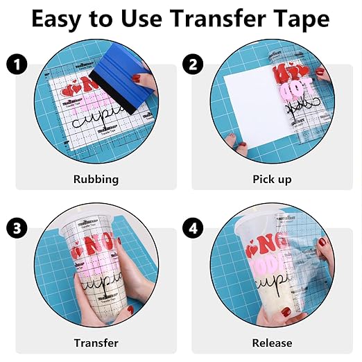 TECKWRAP Transfer Tape for Vinyl - 12" x 32FT Vinyl Transfer Paper for Permanent Vinyl, Stickers, Decals, Signs, Windows, Alignment Grid & Clear
