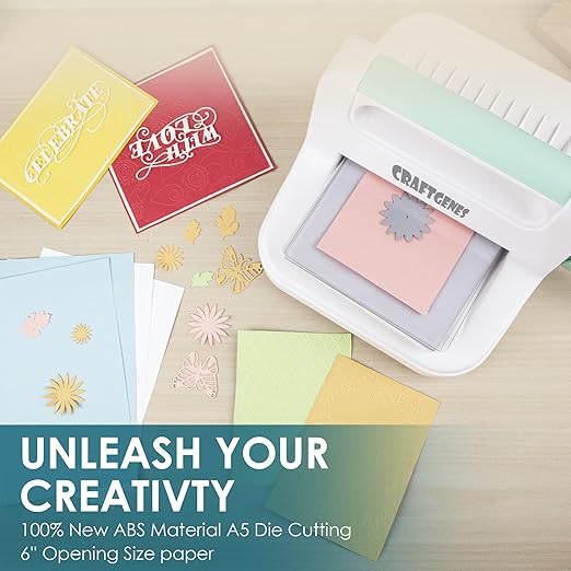 Manual Die Cutting Machine, Embossing Machine 6'' Opening Size for Cardmaking, Scrapbooking, and DIY Crafts – Complete Set with A5 Die Cuts, Embossing Folders, Plates, Clear Stamps