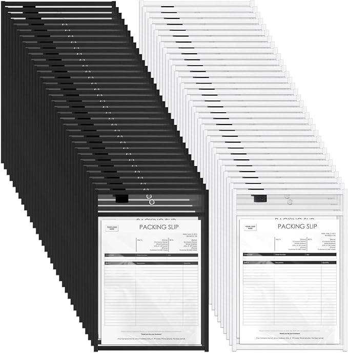 Seajan 120 Pcs Clear Dry Erase Pockets Plastic Sleeves for Paper 14 x 10 Inch Reusable Document Holder Shop Ticket Holders Dry Erase Pocket Organizer Teacher Supplies for Classroom (Black, White)