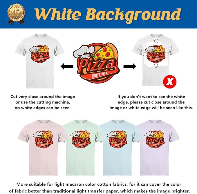 TransOurDream Iron on Heat Transfer Paper for Light T Shirts (50 Sheets, 8.5x11", Light 2.0) Printable HTV Heat Transfer Vinyl for Inkjet Printers Iron on Transfers for White Cotton Fabrics (L2-50)